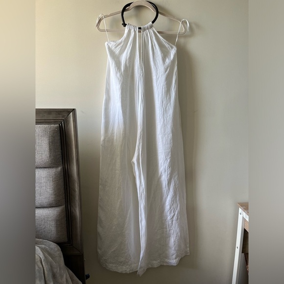 Three Graces London Karla leather-trimmed linen-voile jumpsuit - Picture 3 of 16